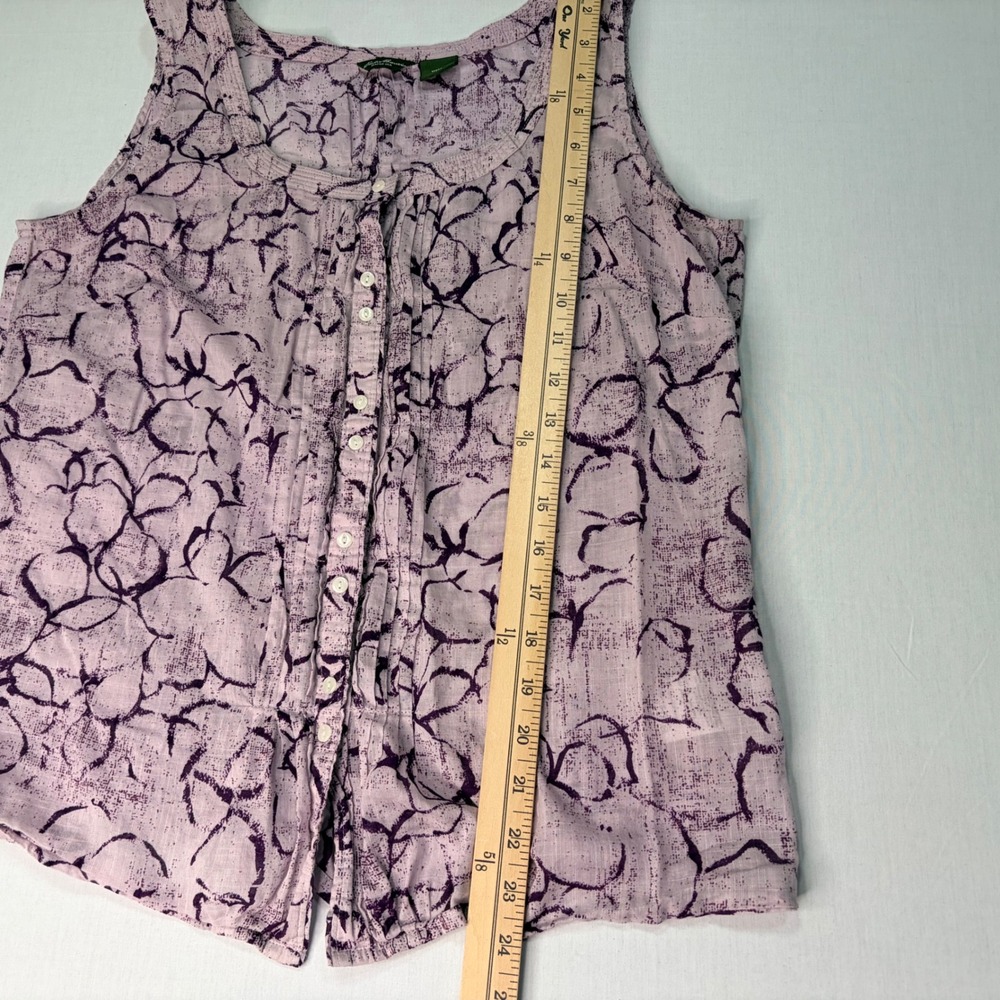 Eddie Bauer Floral Sleeveless Button Down Top Lilac Purple Woman's Size Medium - Picture 6 of 6
